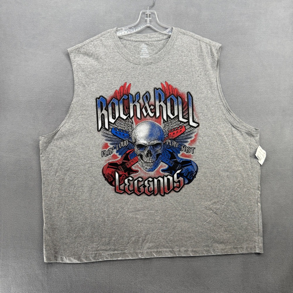 Way to Celebrate Patriotic Tank Grey 3XL Skull Rock Roll Legends Wings Muscle
